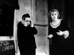 Alfred Hitchcock e Anny Ondra sul set di Blackmail (1929)