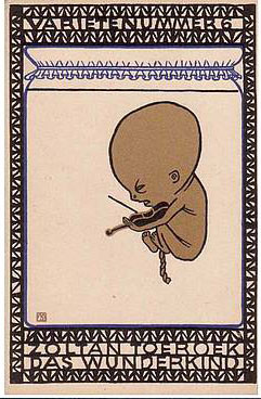 Moriz Jung, Il fanciullo prodigio, cartolina n. 81 della serie delle Wiener Werkstätte (ca. 1910)