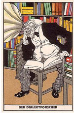 Moriz Jung, Il dialettologo, cartolina n. 504 della serie delle Wiener Werkstätte (ca. 1910)