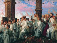 William ​Holman ​Hunt, "​May Morning on Magdalen Tower", 1891 (Lady Lever Art Gallery, Liverpool)