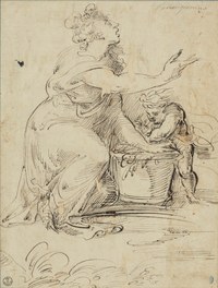 Amico Aspertini: Figura femminile con un putto. Firenze, Gallerie degli Uffizi, Gabinetto dei disegni e delle stampe